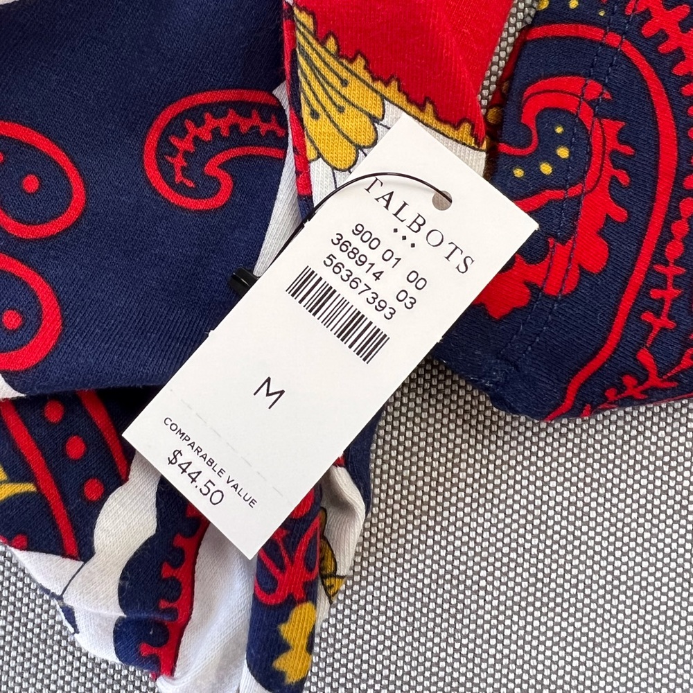 TALBOTS Cotton Long Sleeve Tee/ India Ink Multi - Picture 4 of 4